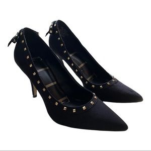 Ellie Black suede heels with gold studs Size 10